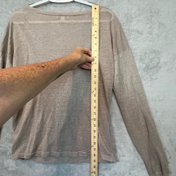 Garnet Hill 100% Linen Tan Wrap Cardigan Size Small Draped - Picture 14 of 16